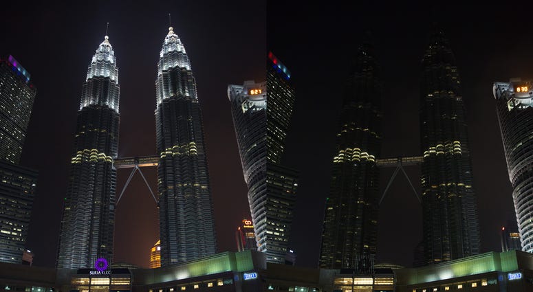 Combo photo shows lights on (L) and off of Petronas Twin Towers before (L) and during the Earth Hour event in Kuala Lumpur, Malaysia, March 30, 2019 Combo photo shows lights on (L) and off of Petronas Twin Towers before (L) and during the Earth Hour event in Kuala Lumpur, Malaysia, March 30, 2019