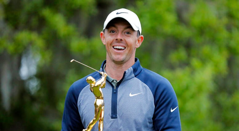 Rory McIlroy posa con el trofeo después de conquistar el Players, el domingo 17 de marzo de 2019, en Ponte Vedra Beach, Florida Rory McIlroy posa con el trofeo después de conquistar el Players, el domingo 17 de marzo de 2019, en Ponte Vedra Beach, Florida