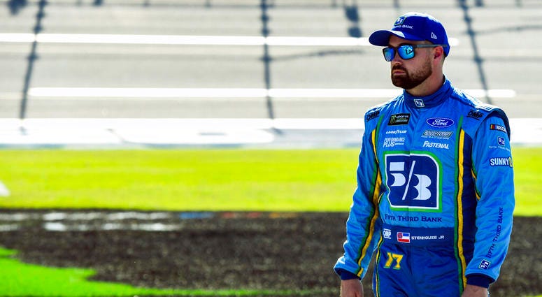 NASCAR Cup Series driver Ricky Stenhouse Jr. (17) awaits the final qualifying round for a NASCAR Cup Series auto race at Talladega Superspeedway, Saturday, April 27, 2019, in Talladega, Ala. NASCAR Cup Series driver Ricky Stenhouse Jr. (17) awaits the final qualifying round for a NASCAR Cup Series auto race at Talladega Superspeedway, Saturday, April 27, 2019, in Talladega, Ala.