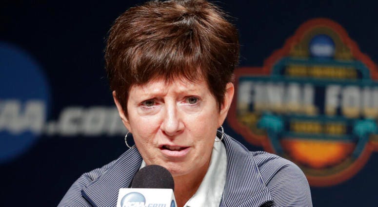 Notre Dame head coach Muffet McGraw answers questions during a news conference at the women's Final Four NCAA college basketball tournament Saturday, April 6, 2019, in Tampa, Fla. Notre Dame will play Baylor on Sunday for the national championship. Notre Dame head coach Muffet McGraw answers questions during a news conference at the women's Final Four NCAA college basketball tournament Saturday, April 6, 2019, in Tampa, Fla. Notre Dame will play Baylor on Sunday for the national championship.