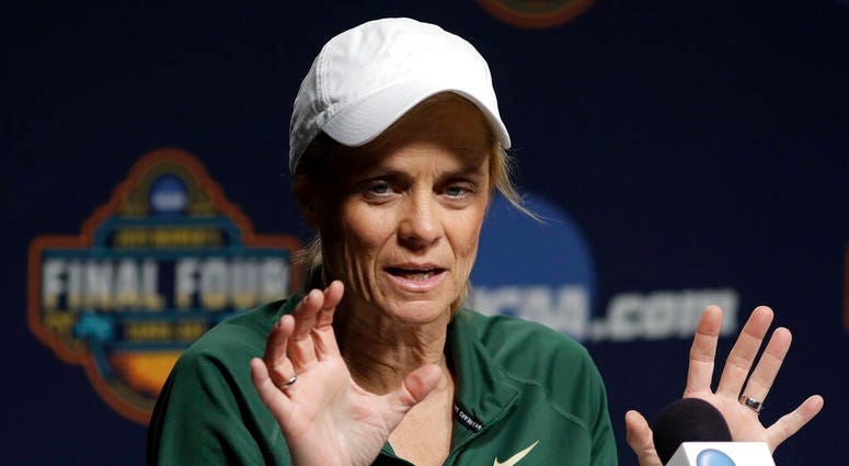Baylor head coach Kim Mulkey gestures during a news conference at the women's Final Four NCAA college basketball tournament Saturday, April 6, 2019, in Tampa, Fla. Baylor will play Notre Dame for the national championship on Sunday. Baylor head coach Kim Mulkey gestures during a news conference at the women's Final Four NCAA college basketball tournament Saturday, April 6, 2019, in Tampa, Fla. Baylor will play Notre Dame for the national championship on Sunday.