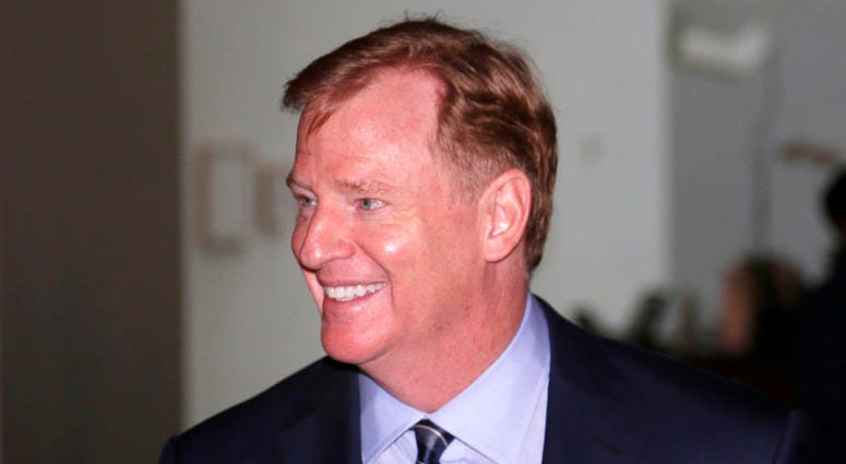 In this Tuesday, Oct. 16, 2018, file photo, NFL commissioner Roger Goodell arrives for the NFL fall meetings in New York. DO NOT USE