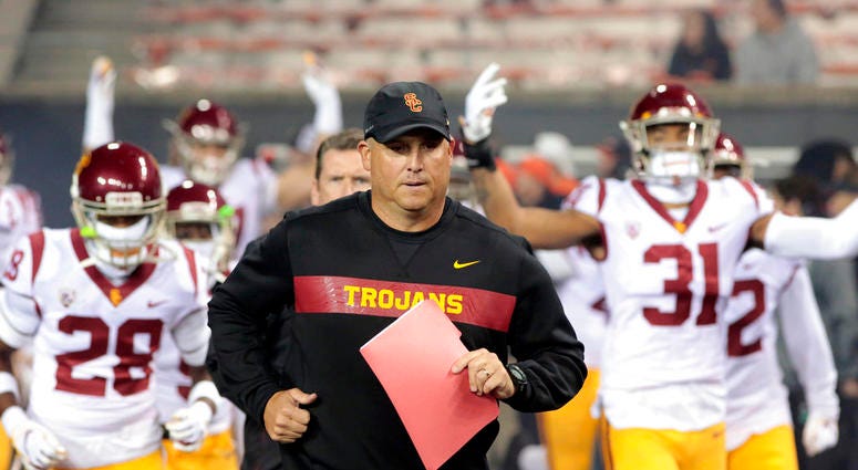 Southern California head coach Clay Helton Southern California head coach Clay Helton
