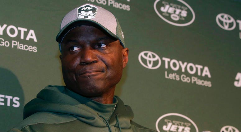New York Jets head coach Todd Bowles speaks to the media following an NFL football game against the New England Patriots, Sunday, Dec. 30, 2018, in Foxborough, Mass. The team announced Sunday night that Bowles had been fired. DO NOT USE