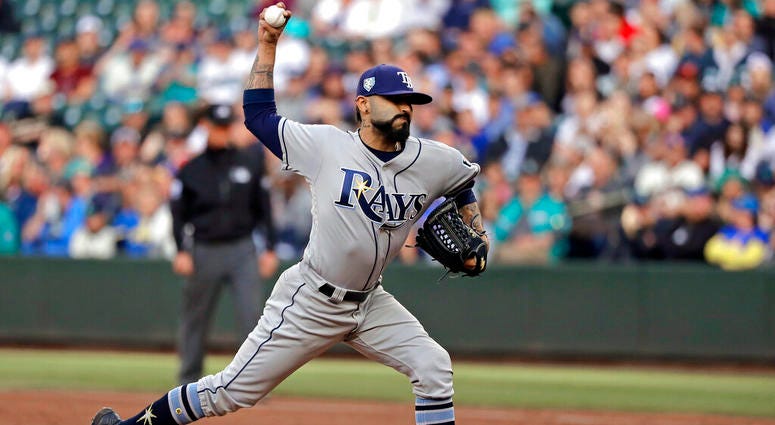 ampa Bay Rays starting pitcher Sergio Romo throws to a Seattle Mariners batter during the first inning of a baseball game in Seattle AP DO NOT USE
