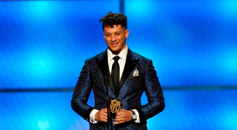 Patrick Mahomes of the Kansas City Chiefs accepts the award for AP offensive player of the year at the 8th Annual NFL Honors at The Fox Theatre on Saturday, Feb. 2, 2019, in Atlanta Patrick Mahomes of the Kansas City Chiefs accepts the award for AP offensive player of the year at the 8th Annual NFL Honors at The Fox Theatre on Saturday, Feb. 2, 2019, in Atlanta