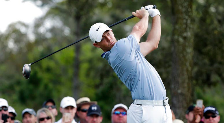 Rory McIlroy, of Northern Ireland, tees off on the ninth hole during the second round of The Players Championship golf tournament Friday, March 15, 2019, in Ponte Vedra Beach, Fla. Rory McIlroy, of Northern Ireland, tees off on the ninth hole during the second round of The Players Championship golf tournament Friday, March 15, 2019, in Ponte Vedra Beach, Fla.