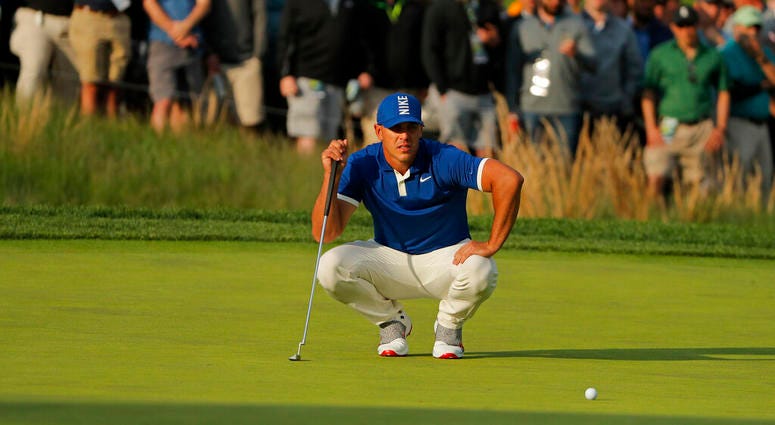 Brooks Koepka lines up a putt on the 17th green during the second round of the PGA Championship golf tournament, Friday, May 17, 2019, at Bethpage Black in Farmingdale, N.Y. Brooks Koepka lines up a putt on the 17th green during the second round of the PGA Championship golf tournament, Friday, May 17, 2019, at Bethpage Black in Farmingdale, N.Y.