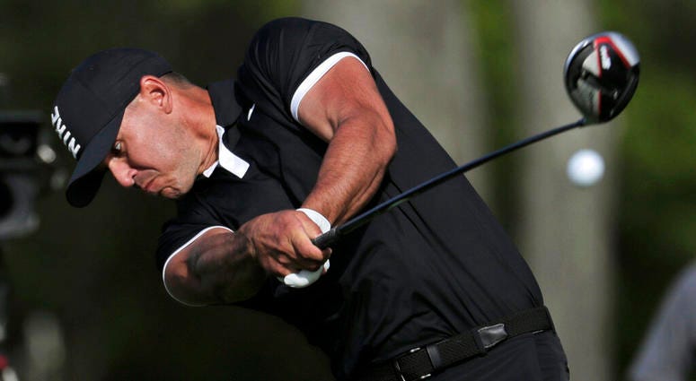 Brooks Koepka drives off the 12th tee during the third round of the PGA Championship golf tournament, Saturday, May 18, 2019, at Bethpage Black in Farmingdale, N.Y. Brooks Koepka drives off the 12th tee during the third round of the PGA Championship golf tournament, Saturday, May 18, 2019, at Bethpage Black in Farmingdale, N.Y.