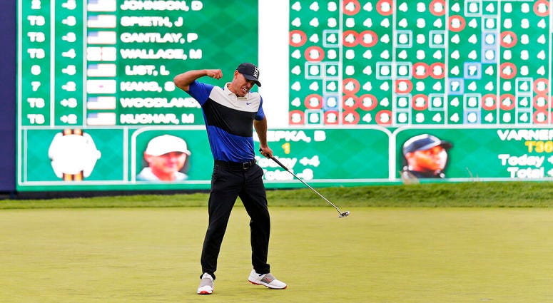 Brooks Koepka reacts after winning the PGA Championship golf tournament, Sunday, May 19, 2019, at Bethpage Black in Farmingdale, N.Y. ( Brooks Koepka reacts after winning the PGA Championship golf tournament, Sunday, May 19, 2019, at Bethpage Black in Farmingdale, N.Y. (
