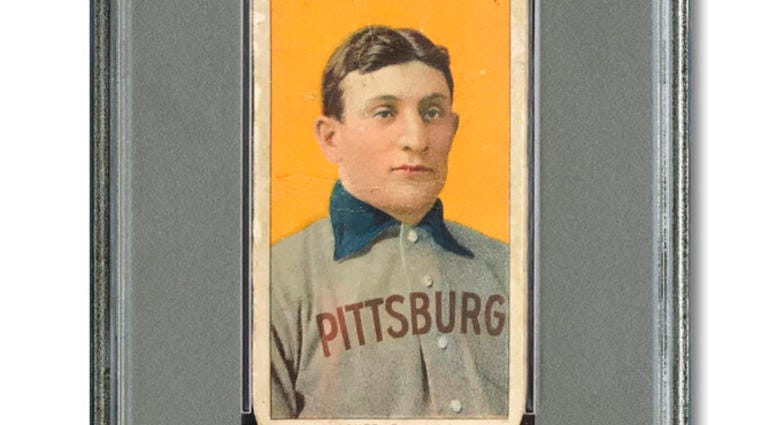 This image provided by SCP Auctions shows a 1909-11 T206 Honus Wagner baseball card AP DO NOT USE