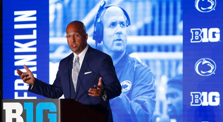 Penn State head coach James Franklin responds to a question during the Big Ten Conference NCAA college football media days Friday, July 19, 2019, in Chicago. Penn State head coach James Franklin responds to a question during the Big Ten Conference NCAA college football media days Friday, July 19, 2019, in Chicago.
