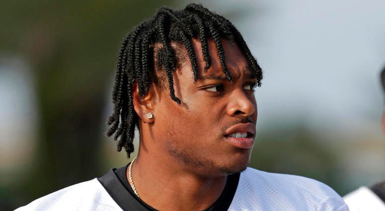 In this June 11, 2019, file photo, Jacksonville Jaguars cornerback Jalen Ramsey walks to the field for an NFL football practice in Jacksonville, Fla. AP DO NOT USE