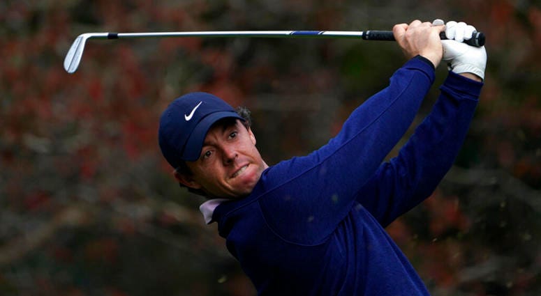 Rory McIlroy of Northern Ireland watches his tee shot on the 3th hole during the third round of the Zozo Championship PGA Tour at the Accordia Golf Narashino country club in Inzai, east of Tokyo, Japan, Sunday, Oct. 27, 2019. AP DO NOT USE