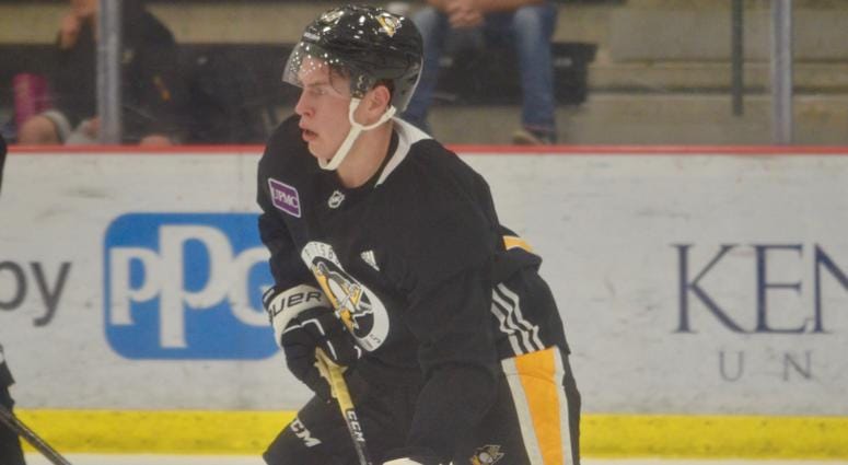 Penguins forward Samuel Poulin at development camp in 2019
