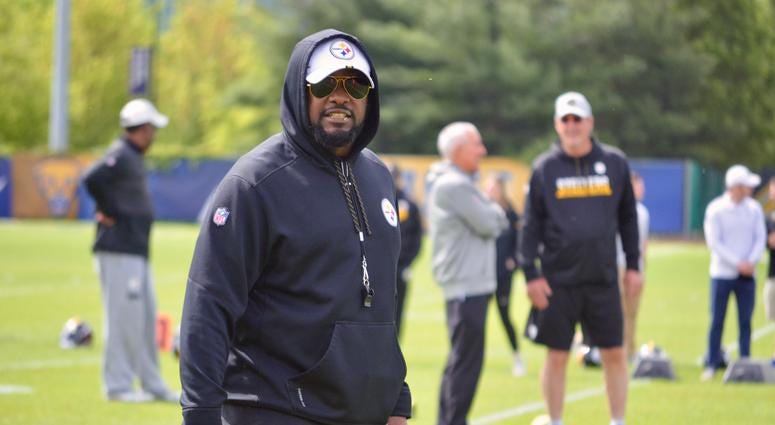 Steelers coach Mike Tomlin at OTAs in 2019
