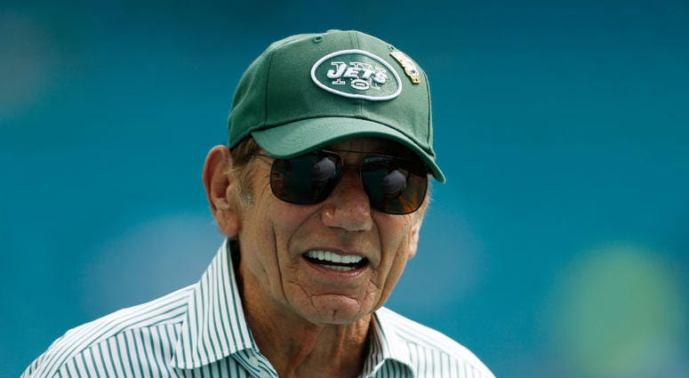 MIAMI, FL - NOVEMBER 04: Former New York Jet Joe Namath arrives ahead of their game against the Miami Dolphins at Hard Rock Stadium on November 4, 2018 in Miami, Florida.