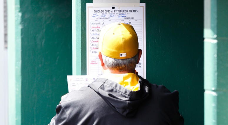 Pirates Manager Clint Hurdle Reviews Team Lineup Before A Game Pirates Manager Clint Hurdle Reviews Team Lineup Before A Game