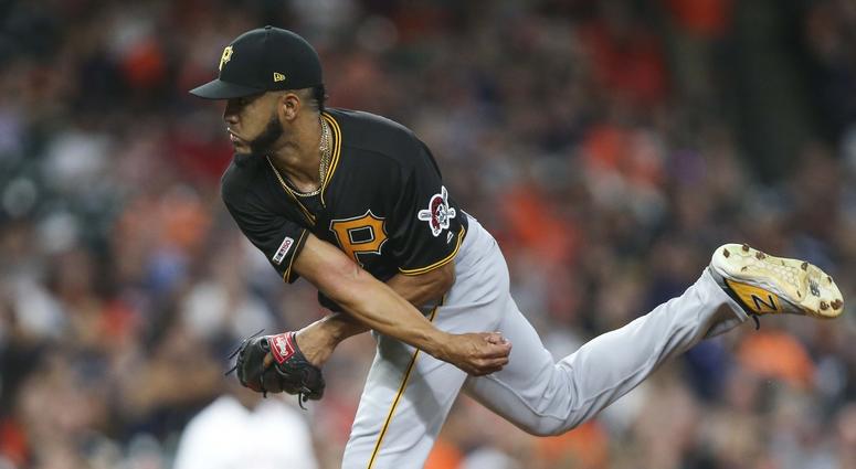 Jun 26, 2019; Houston, TX, USA; Pittsburgh Pirates starting pitcher Dario Agrazal (67) delivers a pitch during the first inning against the Houston Astros