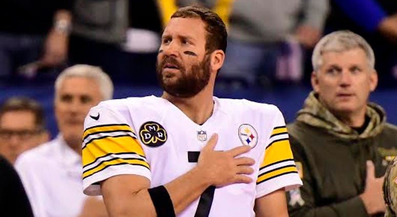 Steelers QB Ben Roethlisberger stands during the National Anthem during a game in 2017