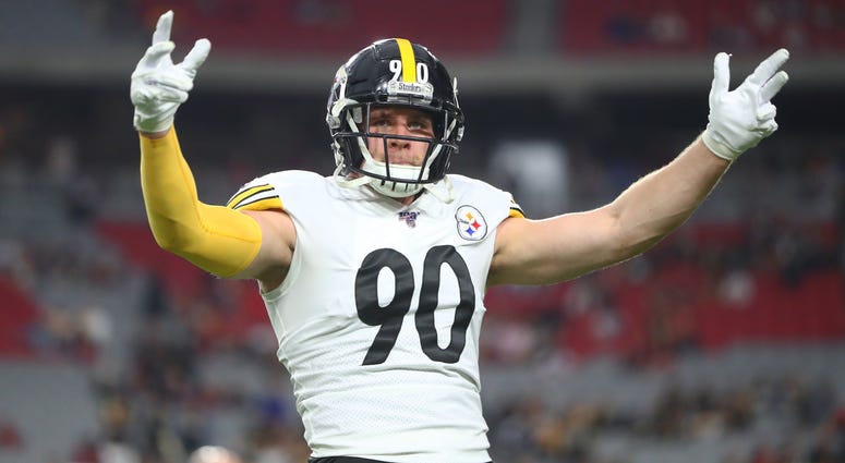 Pittsburgh Steelers linebacker T.J. Watt (90) reacts against the Arizona Cardinals at State Farm Stadium.