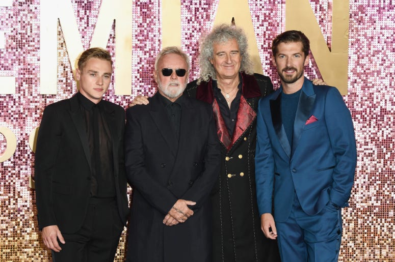 Ben Hardy, Roger Taylor, Brian May and Gwilym Lee attend the World Premiere of 'Bohemian Rhapsody' Ben Hardy, Roger Taylor, Brian May and Gwilym Lee attend the World Premiere of 'Bohemian Rhapsody'