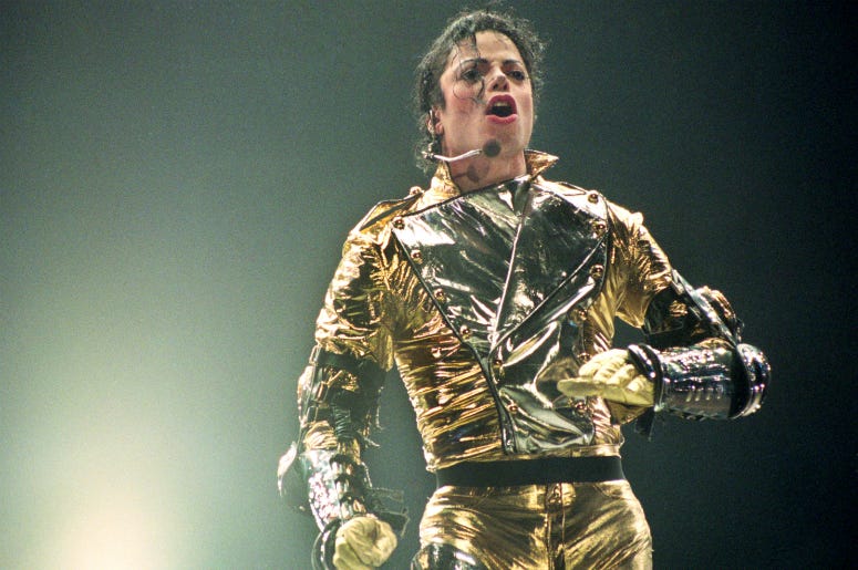 Michael Jackson AUCKLAND, NEW ZEALAND - NOVEMBER 10: Michael Jackson performs on stage during is 'HIStory' world tour concert at Ericsson Stadium November 10, 1996 in Auckland, New Zealand.