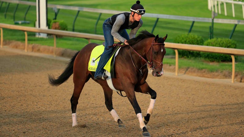 Omaha Beach Kentucky Derby Omaha Beach, who was scratched from the 2019 Kentucky Derby, works out on the track.