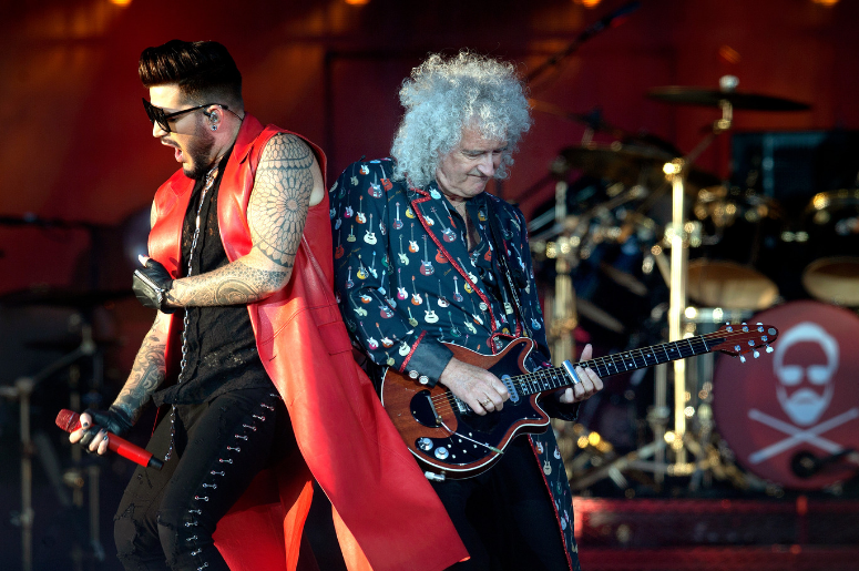 Adam Lambert performs with Brian May from Queen on the main stage during the TRNSMT Festival on Glasgow Green in Glasgow Adam Lambert performs with Brian May from Queen on the main stage during the TRNSMT Festival on Glasgow Green in Glasgow