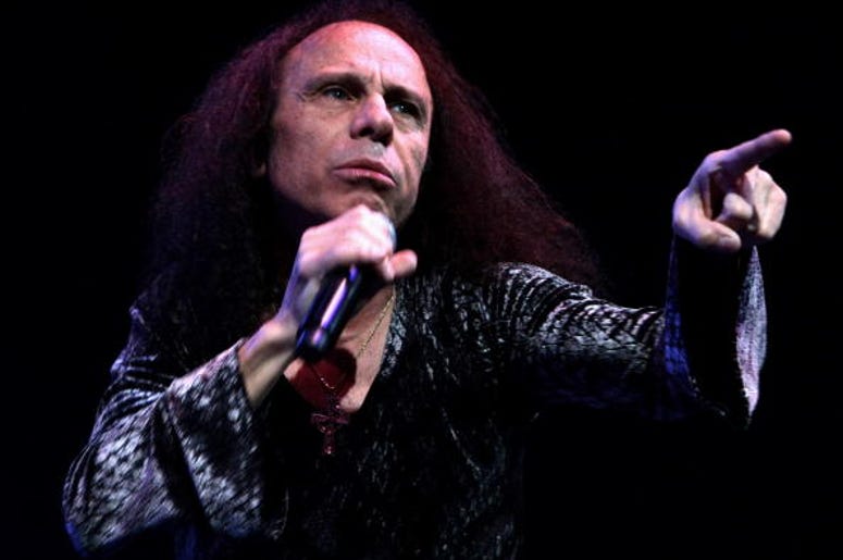 Ronnie James Dio performs on stage with Heaven and Hell Ronnie James Dio performs on stage with Heaven and Hell