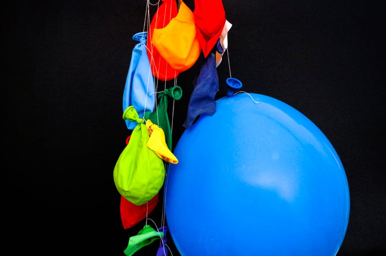 A bunch of deflated balloons