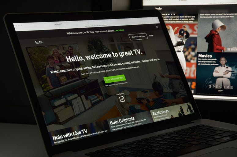 Hulu website homepage. It is an American subscription video on demand service owned by Hulu LLC. Hulu logo visible. Hulu website homepage. It is an American subscription video on demand service owned by Hulu LLC. Hulu logo visible.