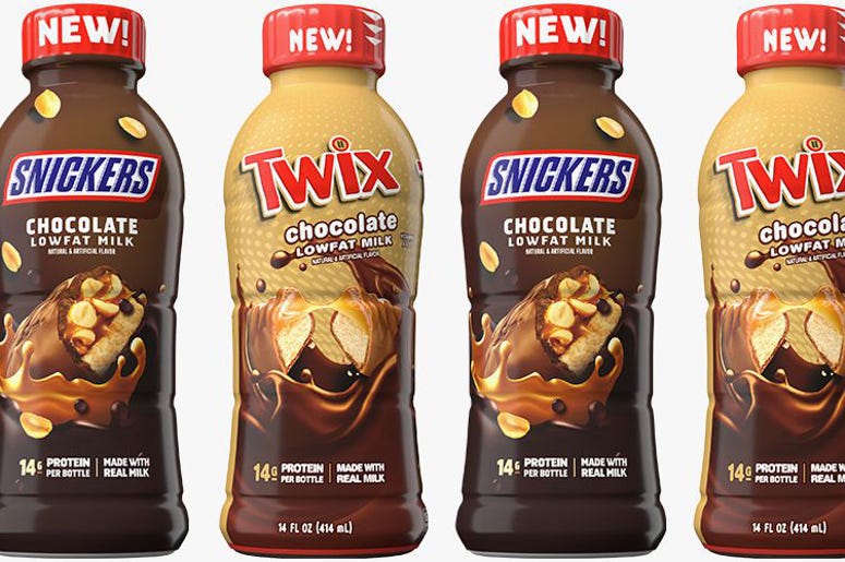 Snickers and Twix chocolate milk