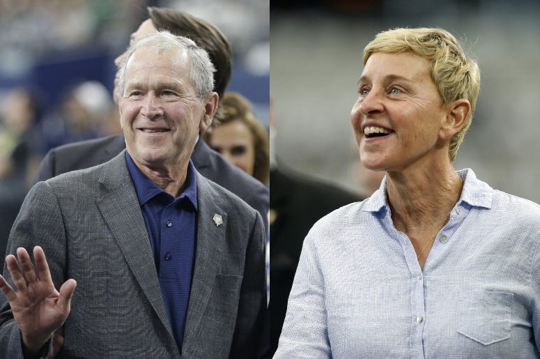 George W. Bush and Ellen DeGeneres