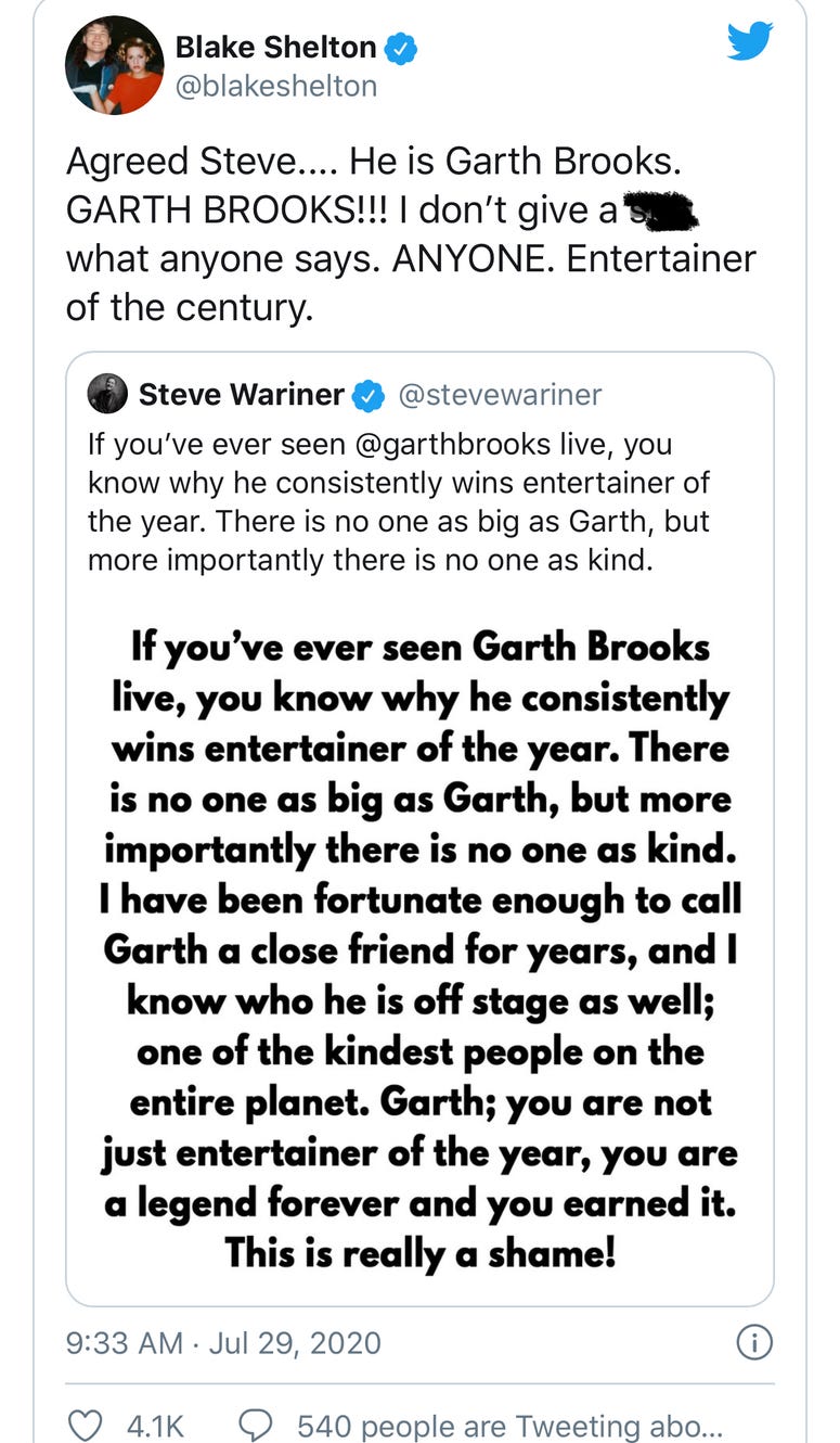 BLAKE SHELTON TWEET EDITED