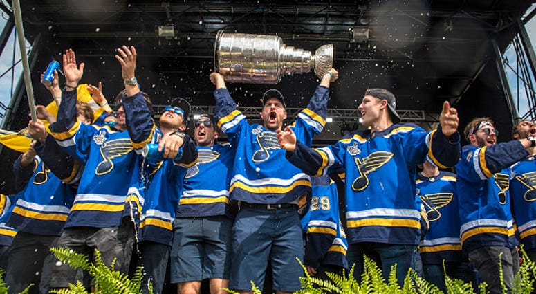 Blues holding Stanley Cup