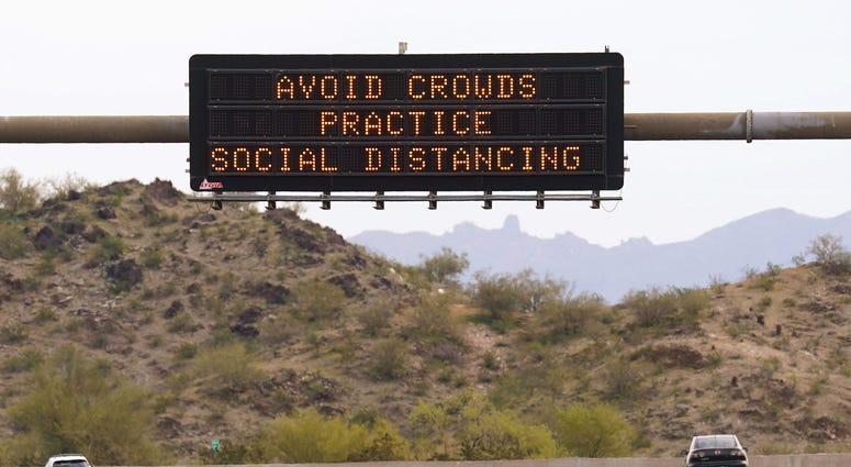 Covid-19 highway sign