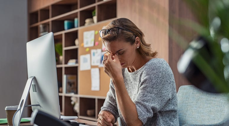 lady stressed working
