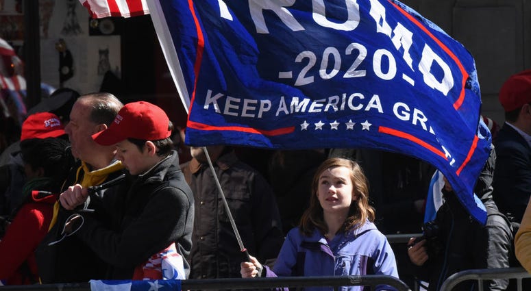 trump rally, kids, fan