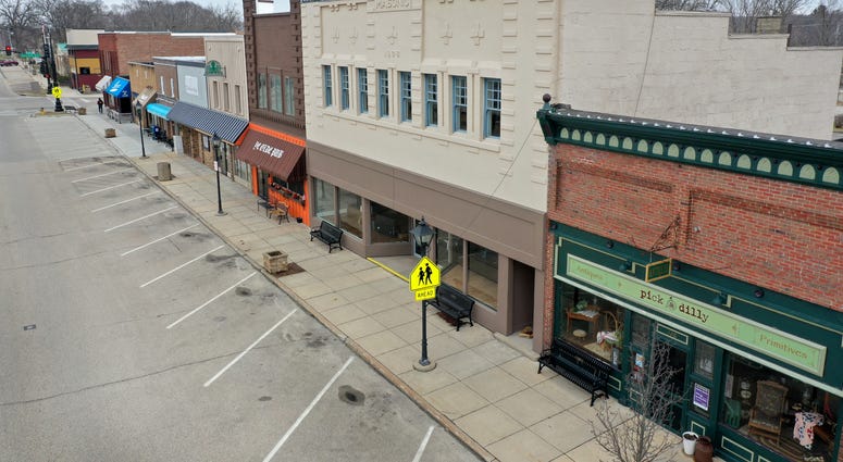 ROCKTON, ILLINOIS - MARCH 24: A normally busy Main Street is deserted as the small businesses that line the business district remain closed after the governor instituted a shelter-in-place order in an attempt to curtail the spread of the coronavirus.