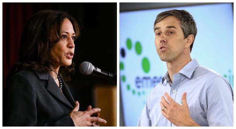 From right, Democrats Kamala Harris and Beto O'Rourke From right, Democrats Kamala Harris and Beto O'Rourke