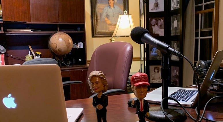 Marc broadcasting from his home office