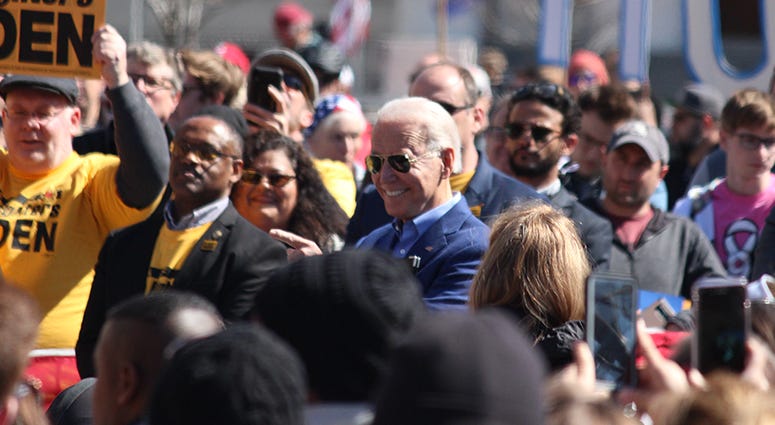 Joe Biden prepares to speak in St. Louis
