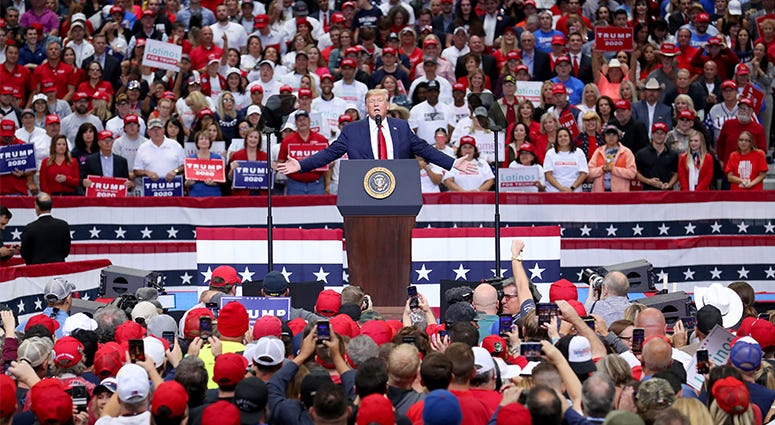 Trump rally crowds continue to sell out stadiums and crowds outside.