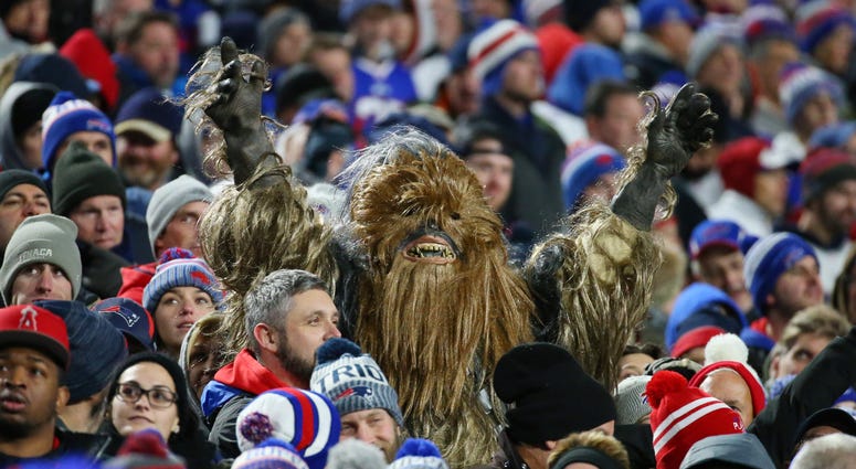 Buffalo Bills fans during Monday Night Football game against Patriots. Buffalo Bills fans during Monday Night Football game against Patriots.