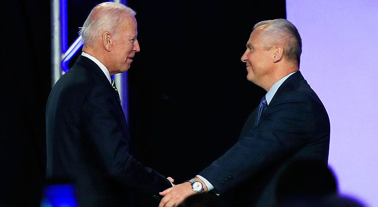 Joe Biden and International Brotherhood of Electrical Workers President Lonnie Stephenson