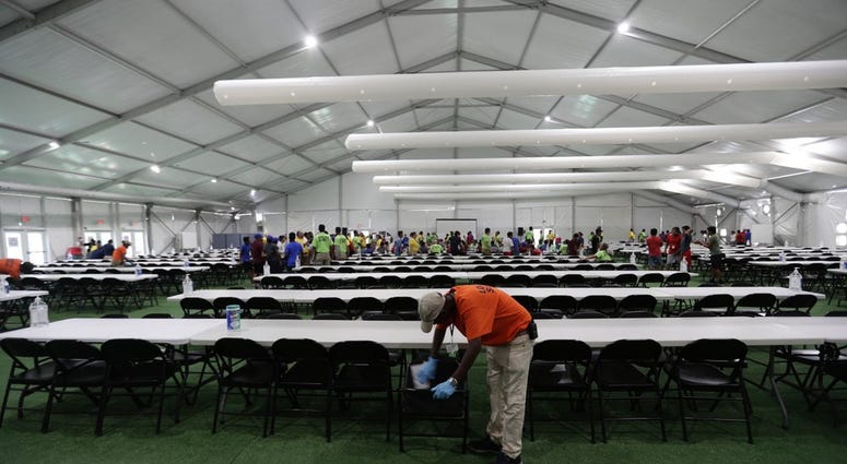 U.S. government's newest holding center for migrant children in Carrizo Springs, Texas