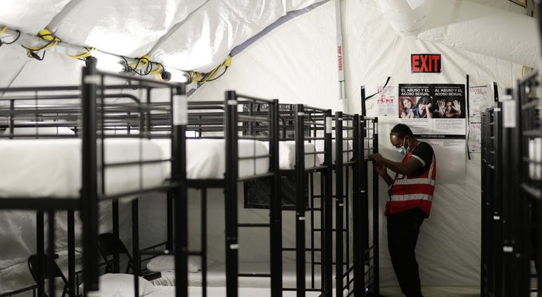 U.S. government's newest holding center for migrant children in Carrizo Springs, Texas