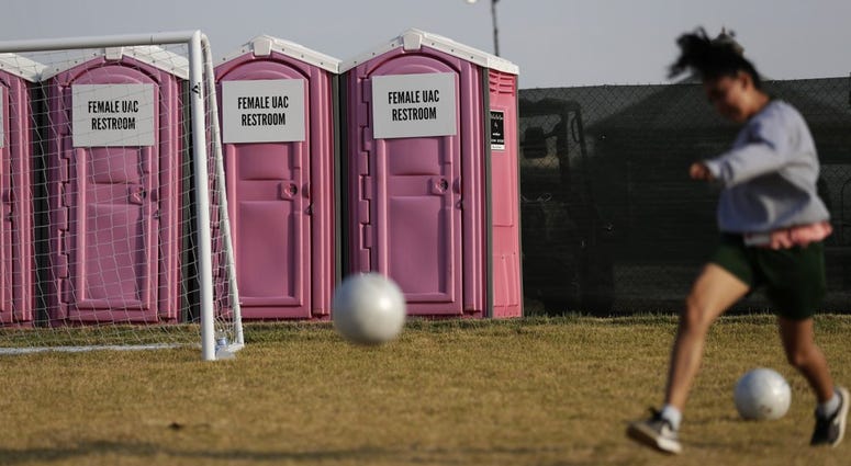 U.S. government's newest holding center for migrant children in Carrizo Springs, Texas