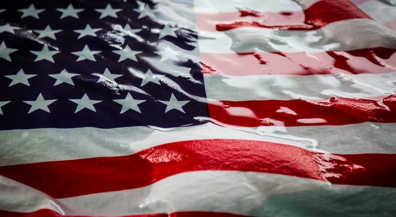 Water on U.S. Flag Water on U.S. Flag